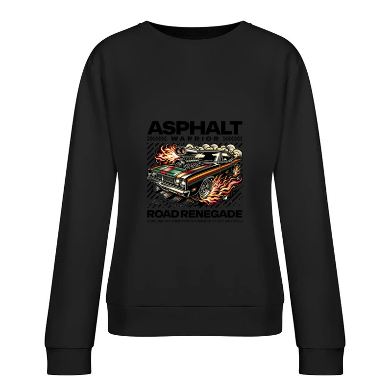 Voiture Muscle en Flammes - Guerrier de l'Asphalte Femme Sweat-shirt à enfiler