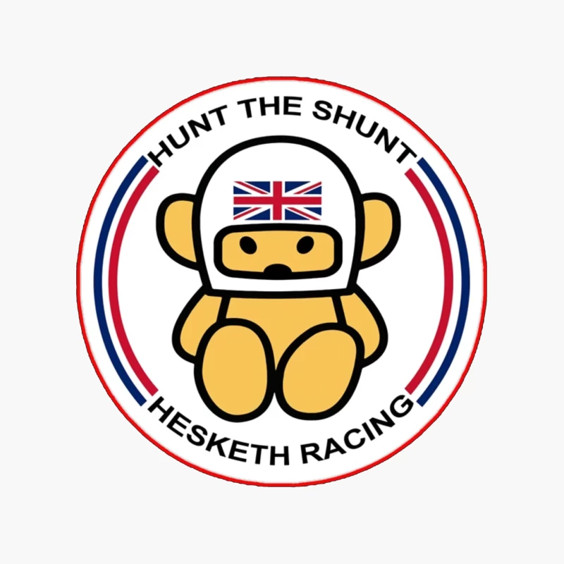 Hesketh Racing "Hunt the Shunt" Retro Motorsport Logo with British Bear Mascot Cotton Tote Bag