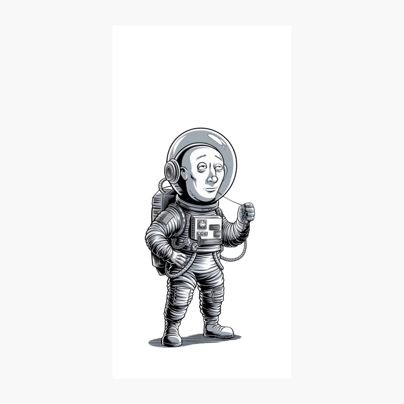 Retro Cartoon Astronaut: Vintage Space Exploration Illustration iPhone Case