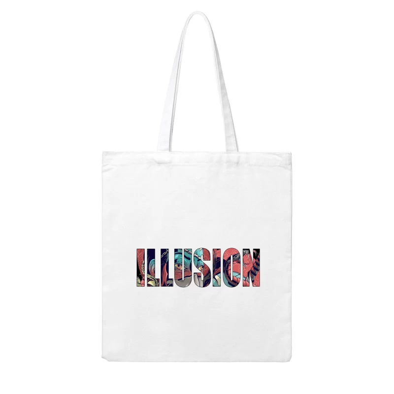 Colorful Artistic Illusion Design Cotton Tote Bag
