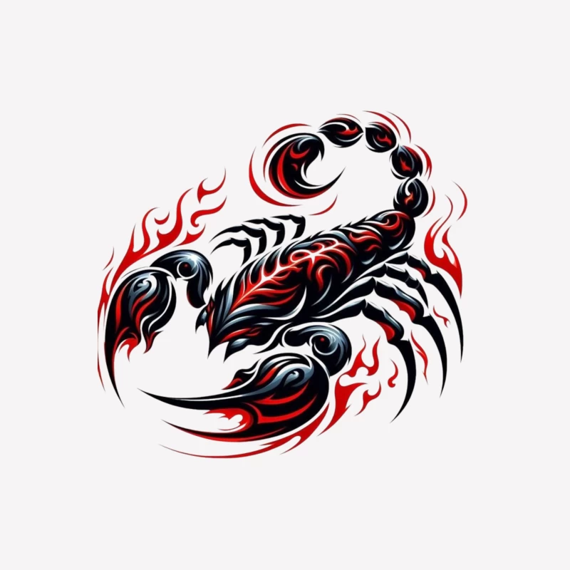Stylized Scorpion with Flames Male T-Shirt
