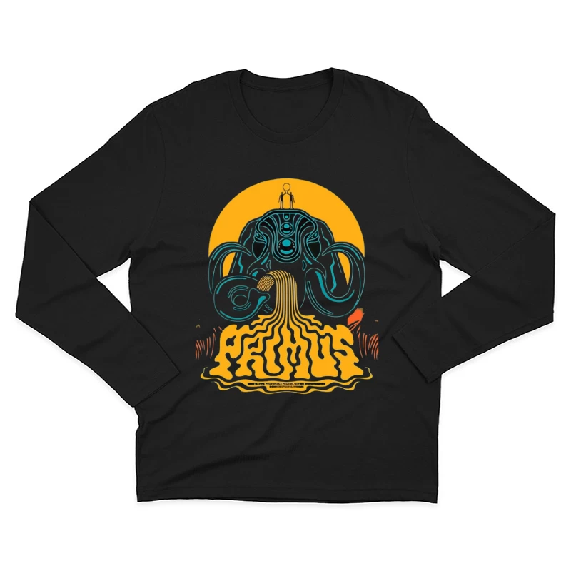 Psychedelic Primus Concert Poster with Elephant Motif Male Long Sleeve T-Shirt