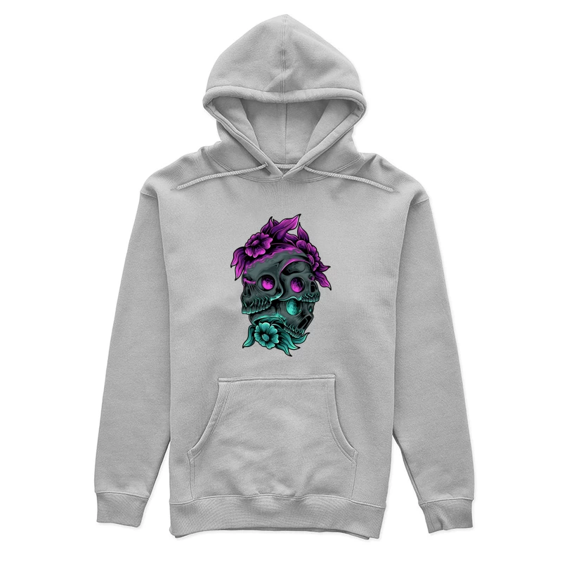 Colorful Skull Art with Floral Elements Female Pullover Hoodie