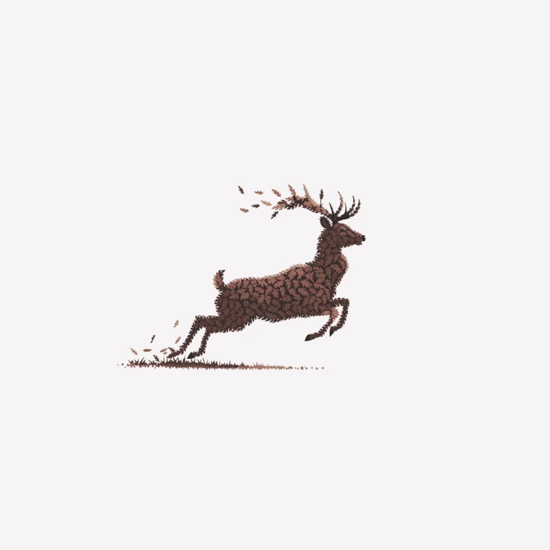 Leaping Autumn Leaf Deer Illustration Female T-Shirt
