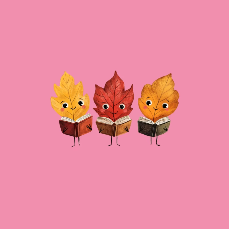 Cute Autumn Leaves Reading Books: A Whimsical Fall Illustration Male T-Shirt