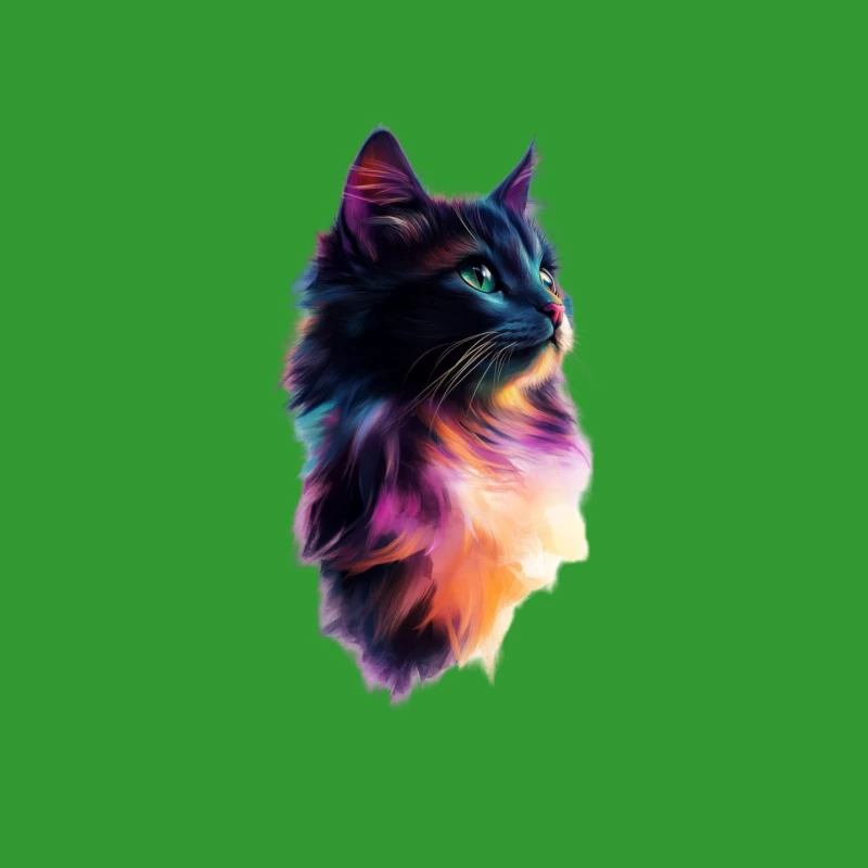 Colorful Cat Profile in Vibrant Digital Art Mouse Pad
