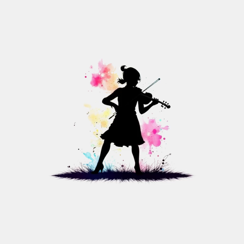 Colorful Silhouette of a Girl Playing Violin Male Tank Top