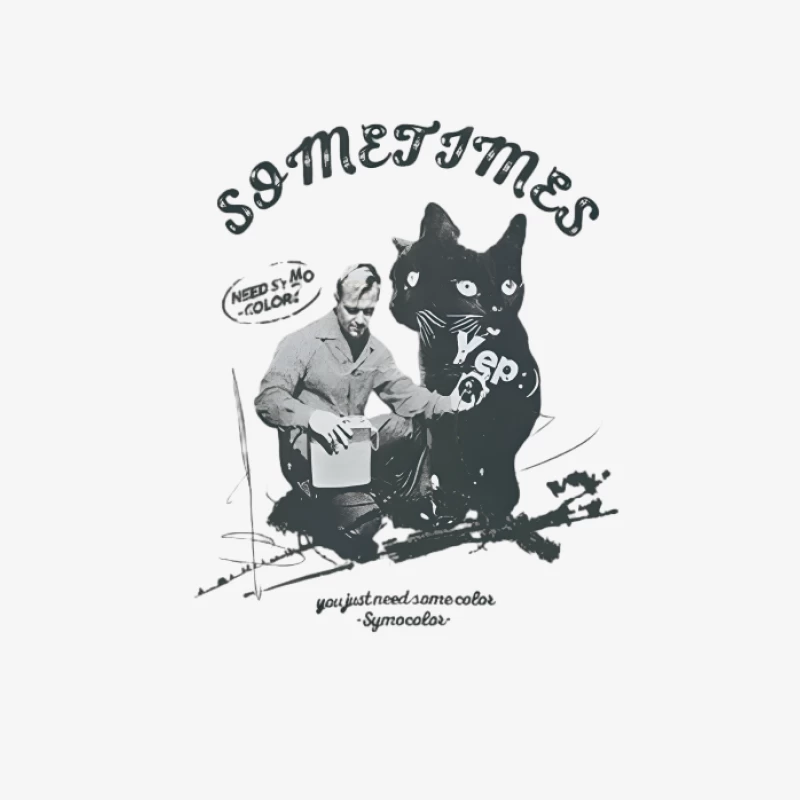 Homme et chat avec inscription Femme Sweat-shirt à enfiler