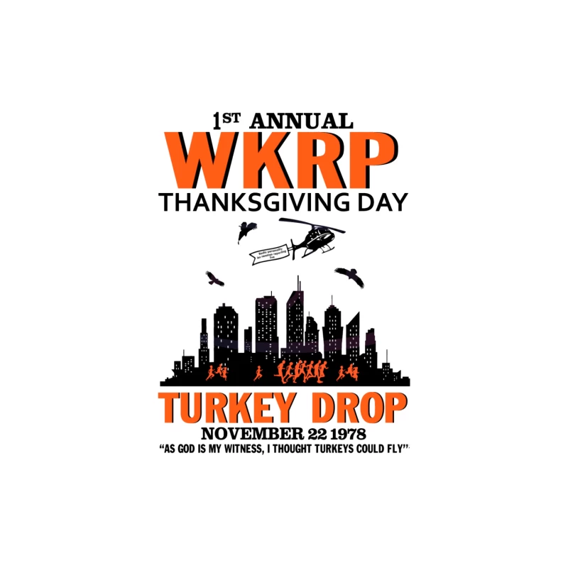 WKRP Turkey Drop Throw Pillow