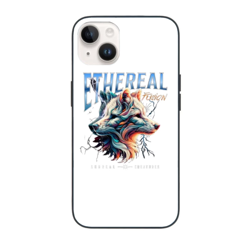 Ethereal Wolf Spirit with Lightning - Abstract Digital Art iPhone Case