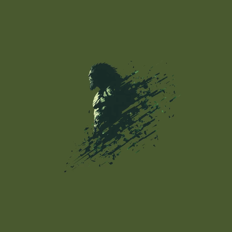 Abstract Silhouette of Raging Green Superhero Baseball Cap