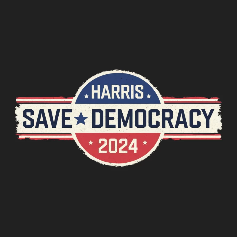 Harris 2024 Campaign Button: Save Democracy Slogan Bucket Hat