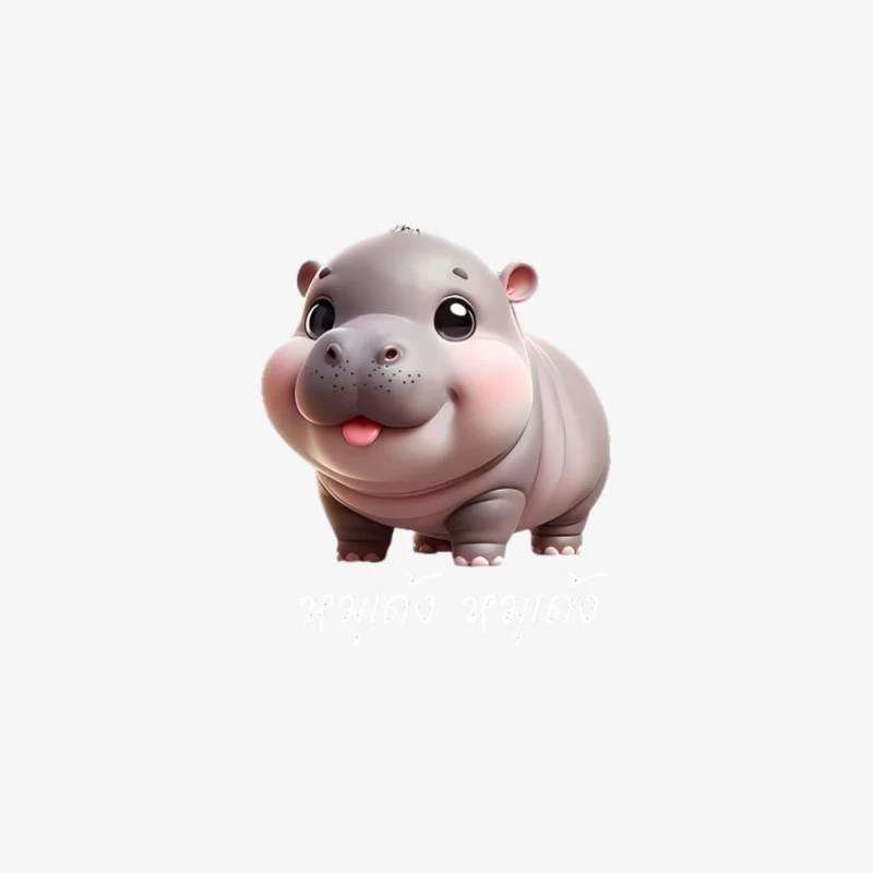 Adorable bébé hippopotame en dessin animé Homme Manches Longues T-Shirt