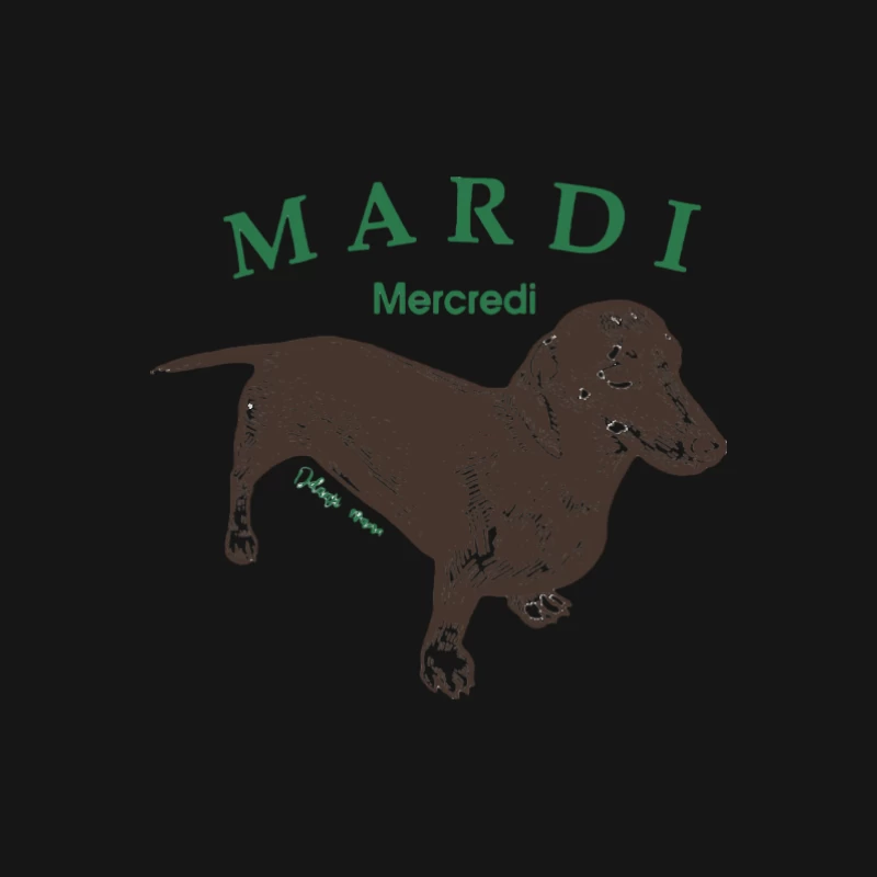 Dackel-Design mit französischen Wochentagen Herren T-Shirt