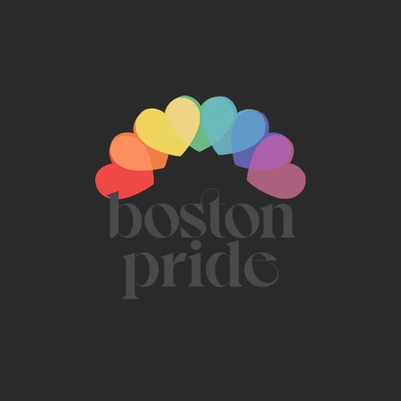 Boston Pride   Typographic Rainbow Heart Design Baseball Cap