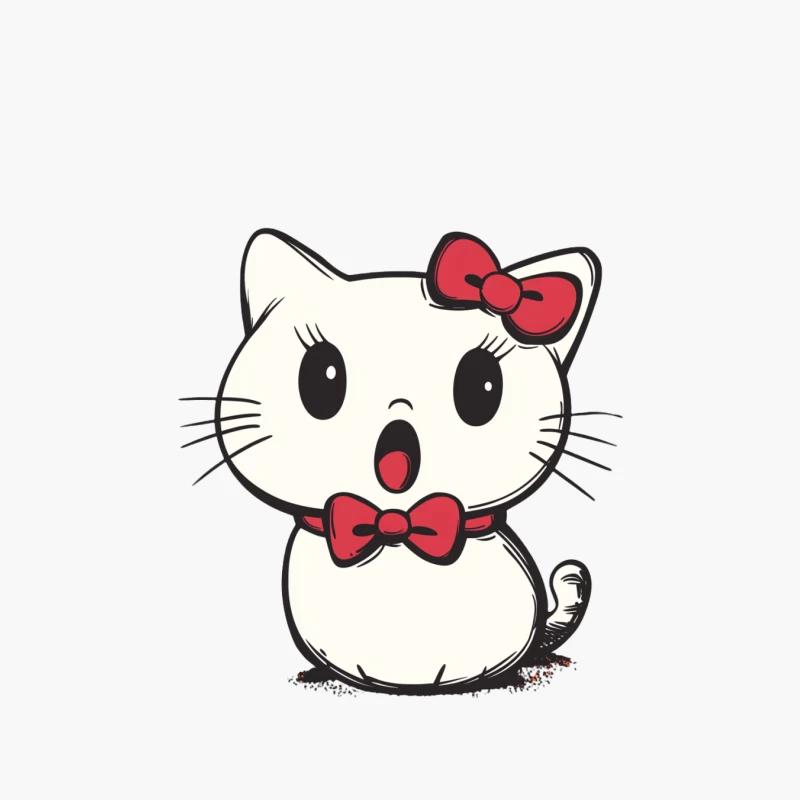 Adorable Hello Kitty Cartoon with Red Bows Cotton Tote Bag