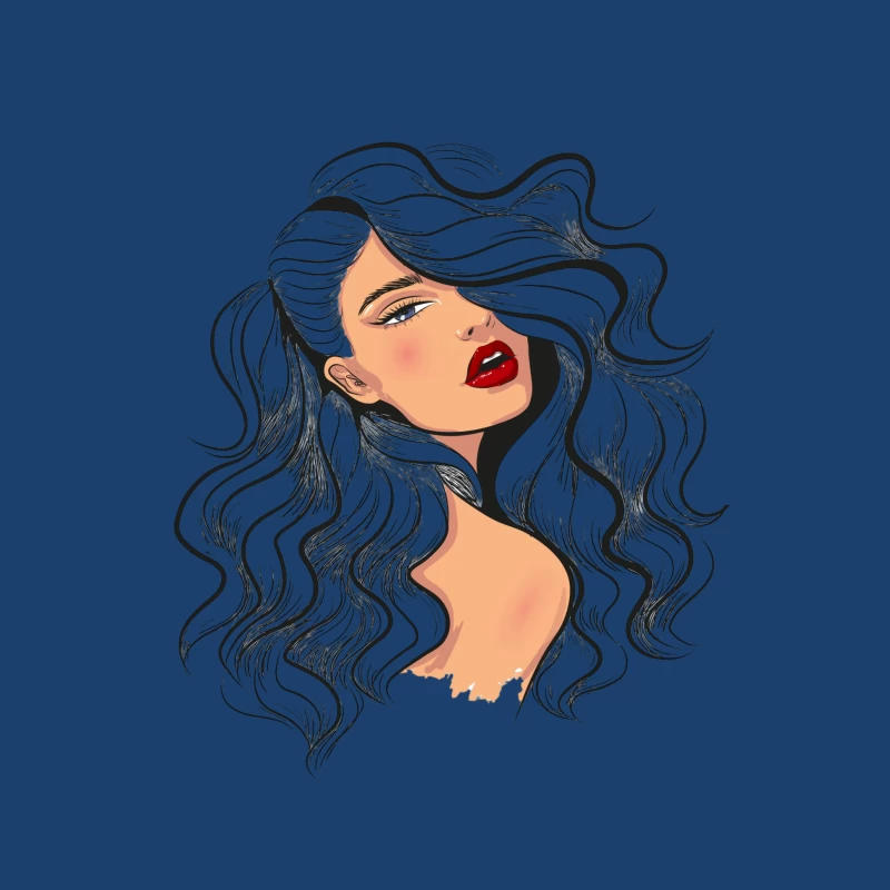 Portrait of a Beautiful Woman with Flowing Hair Male Pullover Hoodie