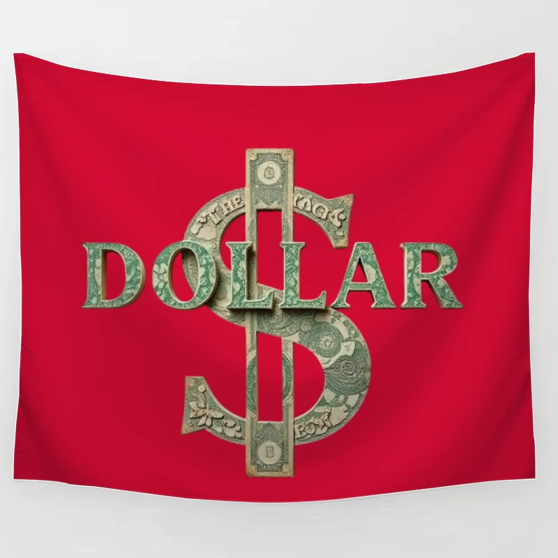 Creative Dollar Sign Typography Made from US Currency Tapestry