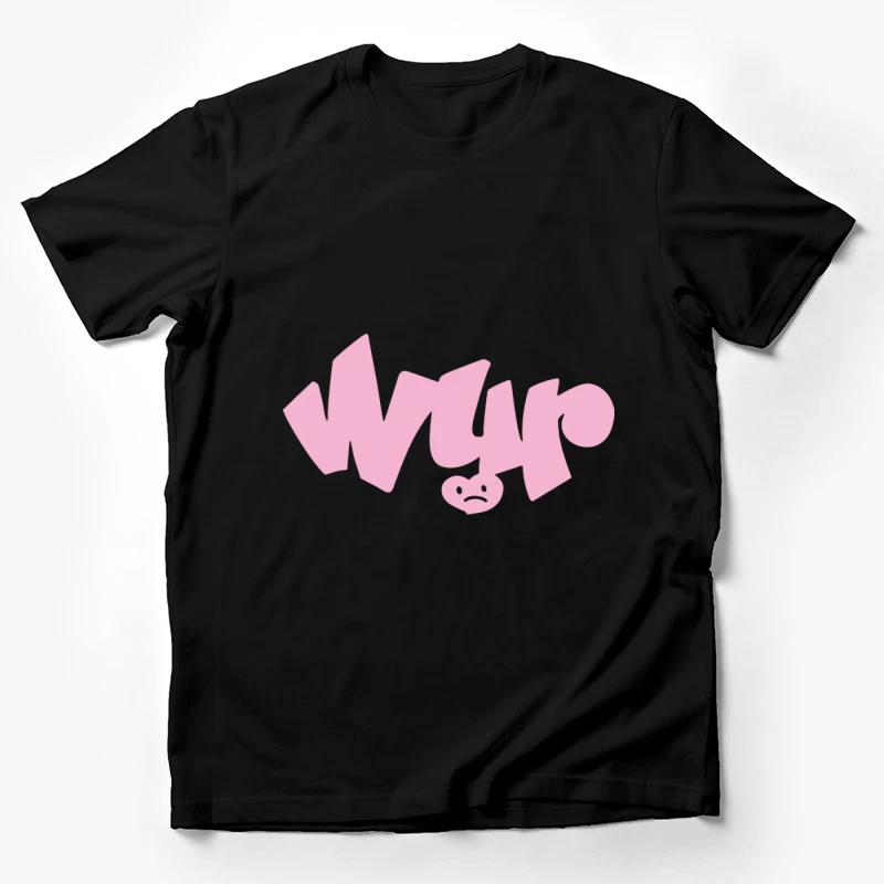 Rosa Graffiti Schriftzug mit traurigem Gesicht Herren T-Shirt