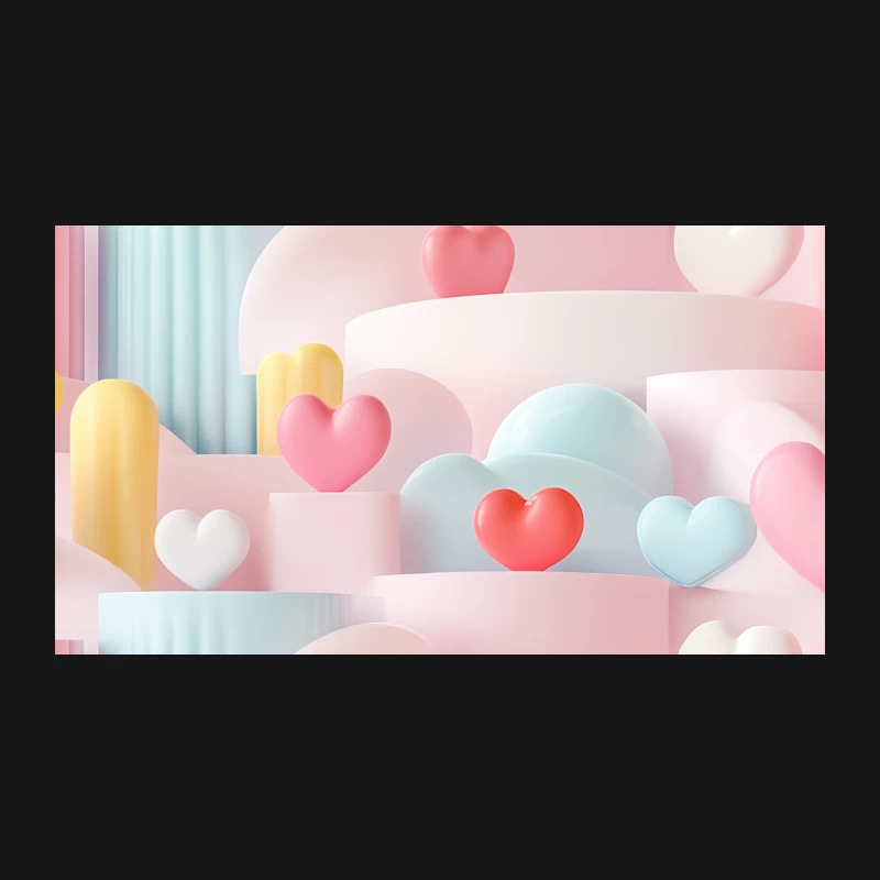 Dreamy Pastel Abstract with Hearts and Geometric Shapes Desk Mat