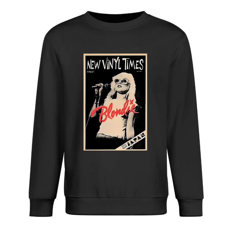 Vintage New Vinyl Times Magazine Cover Featuring Blondie in Black and White Male Pullover Sweatshirt