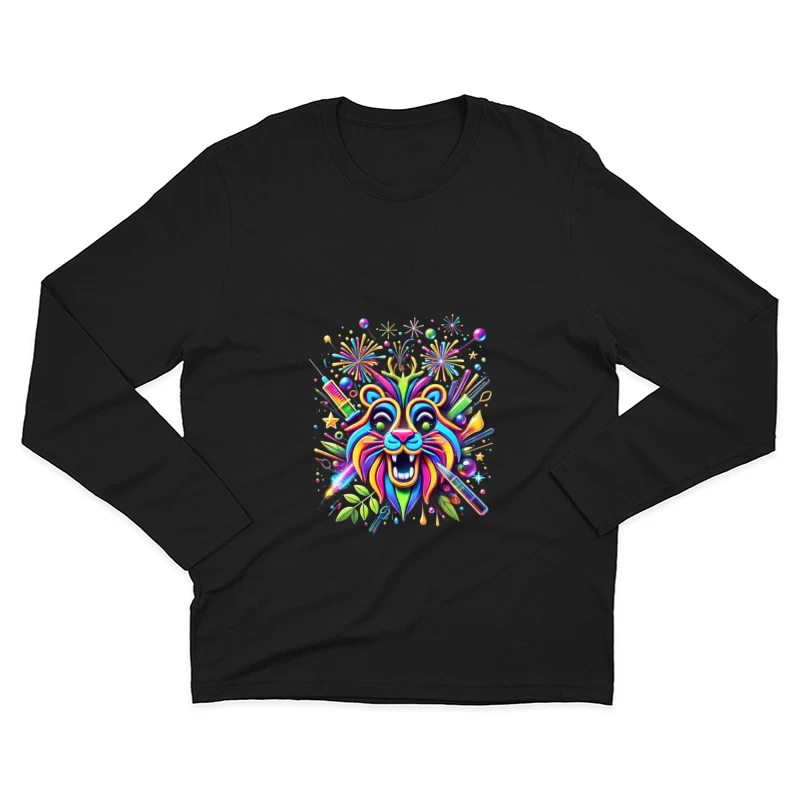 Lion abstract line face Male Long Sleeve T-Shirt