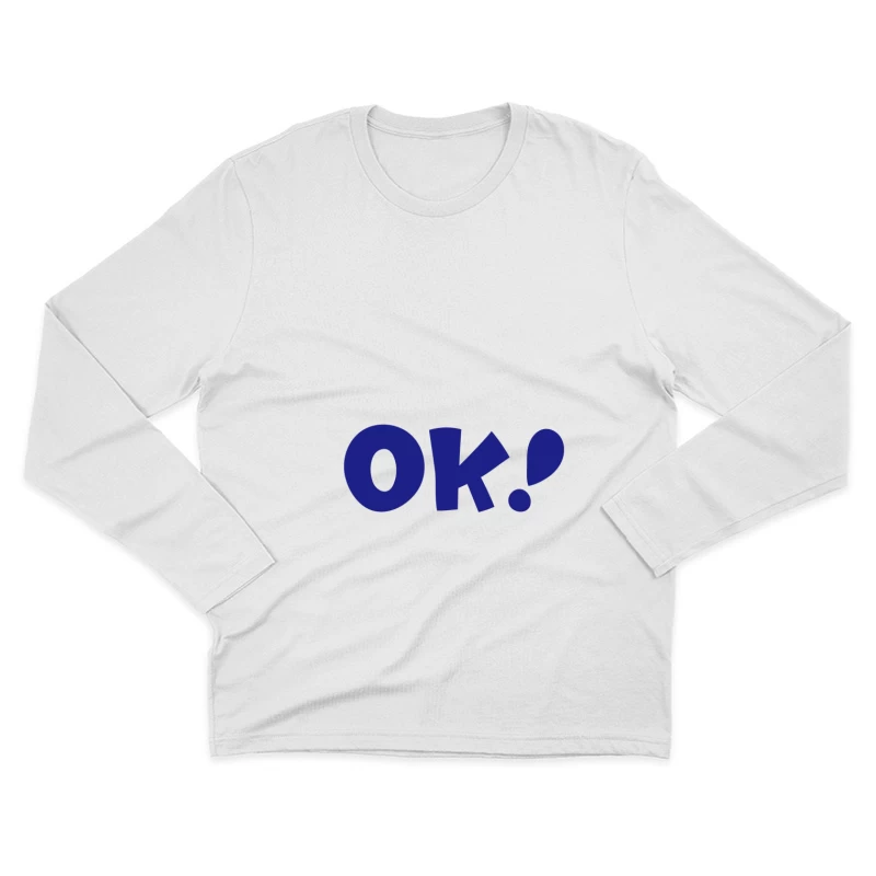 Blaue OK-Grafik auf weiß Herren Langarm T-Shirt