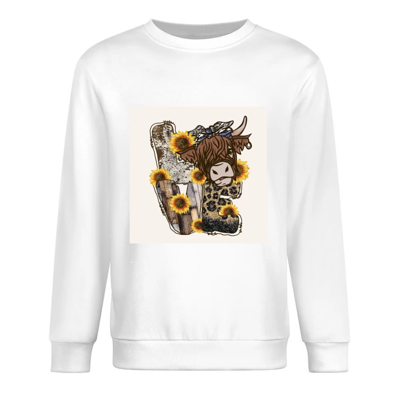 Highland-Kuh und Sonnenblumen-Design Herren Pullover Sweatshirt
