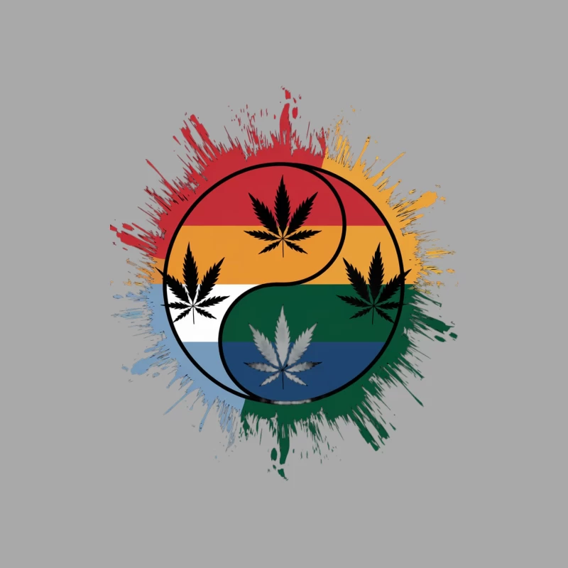 Rainbow Cannabis Yin Yang with Pride Splash Female Pullover Hoodie