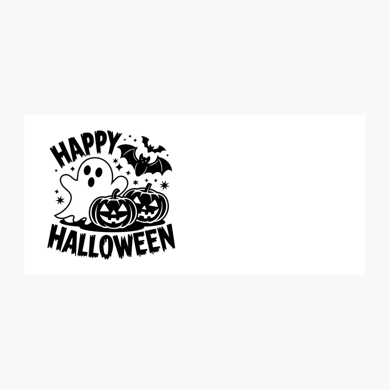 Spooky Halloween Elements in Black and White Design Coffee Mug