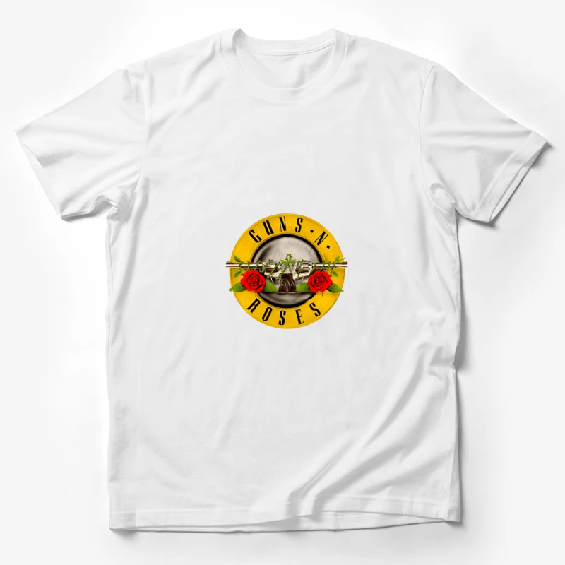 Guns N' Roses Classic Rock Band Logo with Pistols and Roses Male T-Shirt