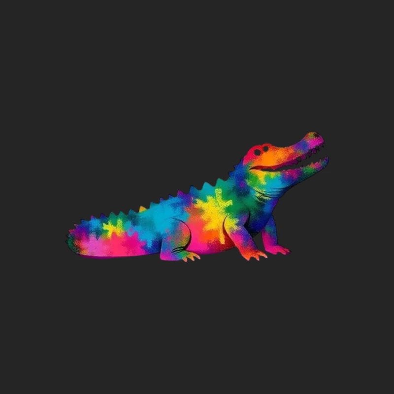 Rainbow Tie-Dye Alligator Illustration Male Pullover Sweatshirt