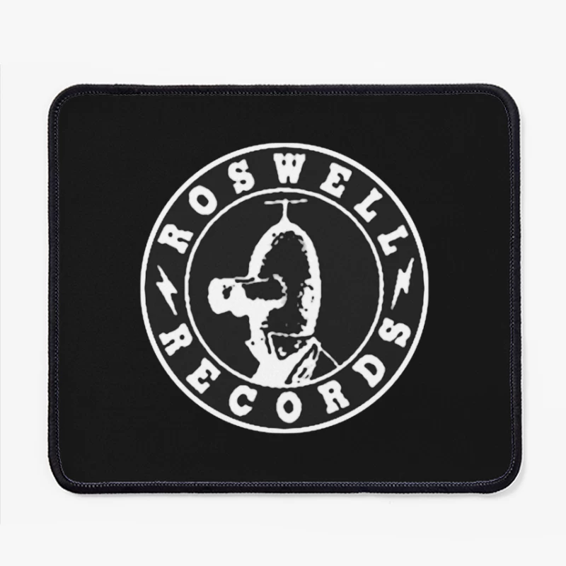 Roswell Records Black and White Circular Logo Mouse Pad