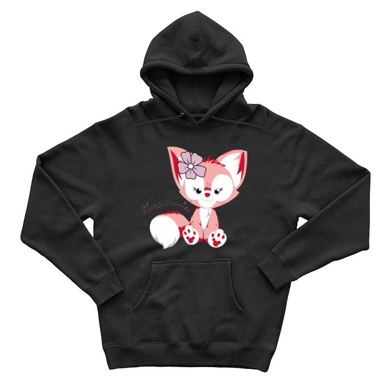Niedlicher rosa Fuchs mit Blume Herren Pullover Hoodie