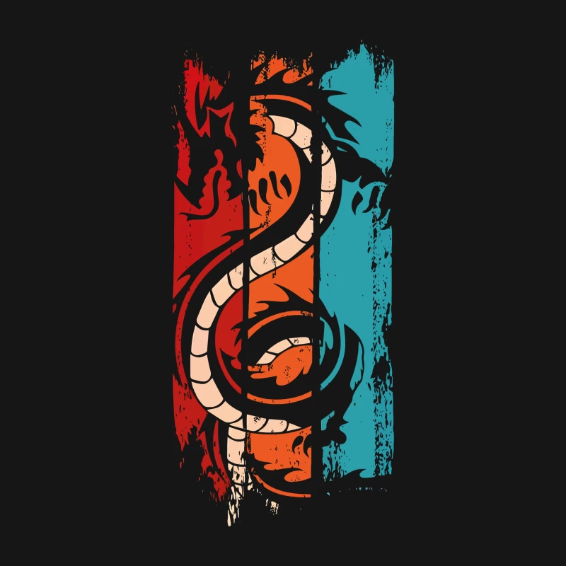 Tri-Color Dragon: Retro Tribal Vibes Female T-Shirt