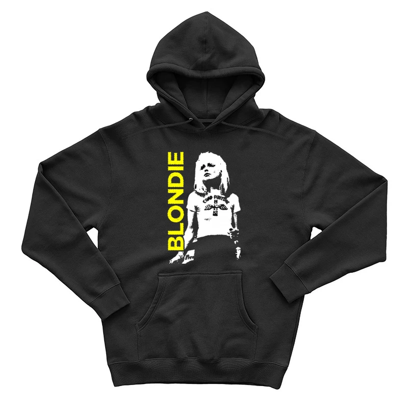 Black and White Punk Rock Artistic Portrait Male Pullover Hoodie