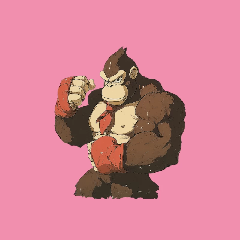 Angry Cartoon Gorilla Boxer with Red Tie Female T-Shirt