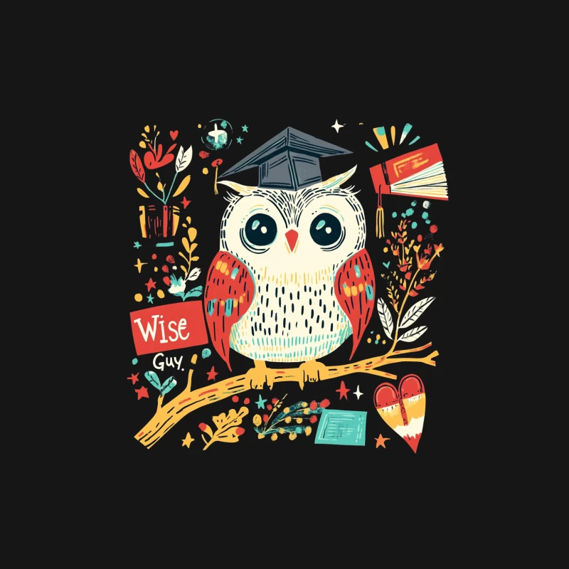 Wise Owl Graduate: Colorful Cartoon Education Illustration Female Long Sleeve T-Shirt