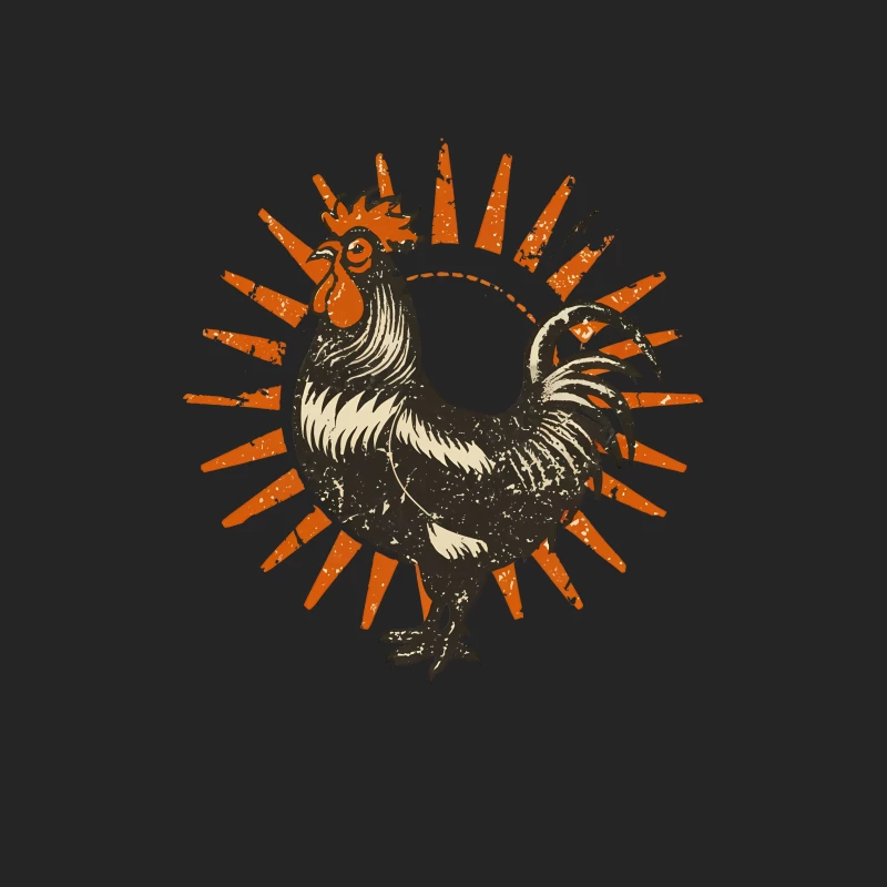 Retro Sun Rooster Male Pullover Sweatshirt