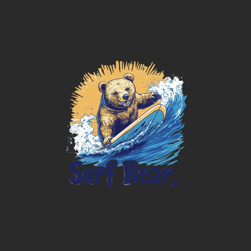 Surfing Bear: Cartoon Animal Adventure on Ocean Waves Baseball Cap