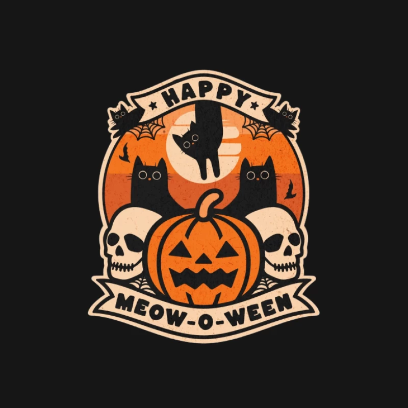 Fröhliches Meow-o-ween mit Kürbissen und Katzen Damen Langarm T-Shirt