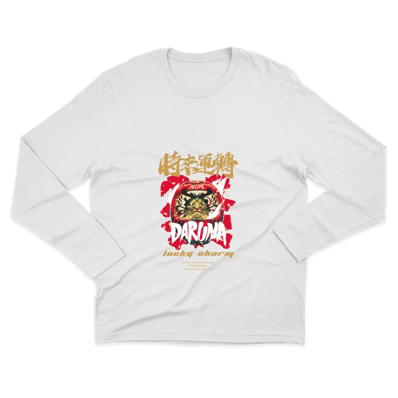 Daruma Glücksbringer Design Herren Langarm T-Shirt
