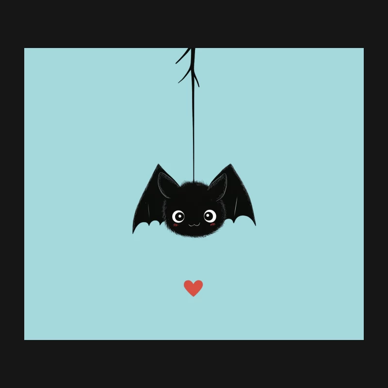 Adorable Cartoon Bat Hanging with Heart Mouse Pad