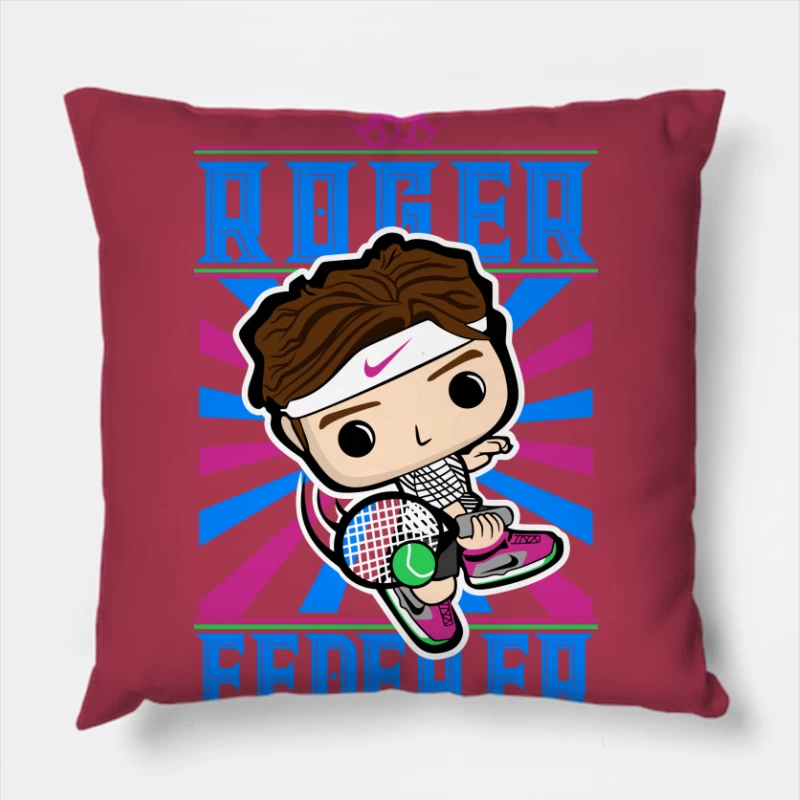 Roger Federer Cartoon Character Throw Pillow