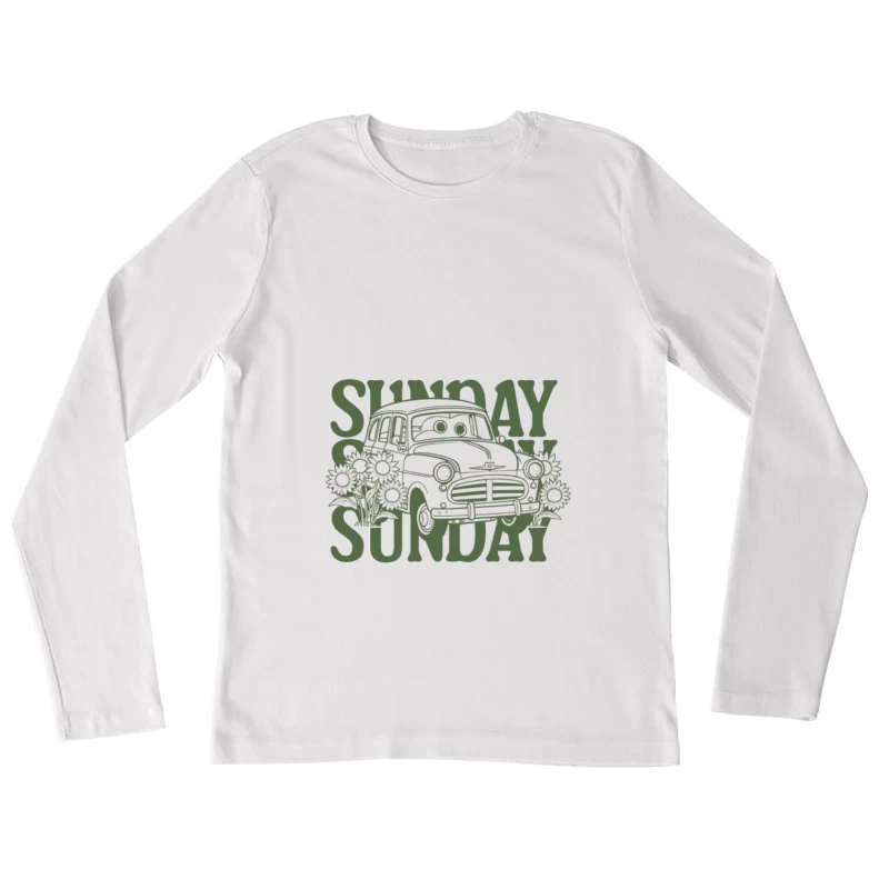 Balade en voiture du dimanche avec tournesols Femme Manches Longues T-Shirt