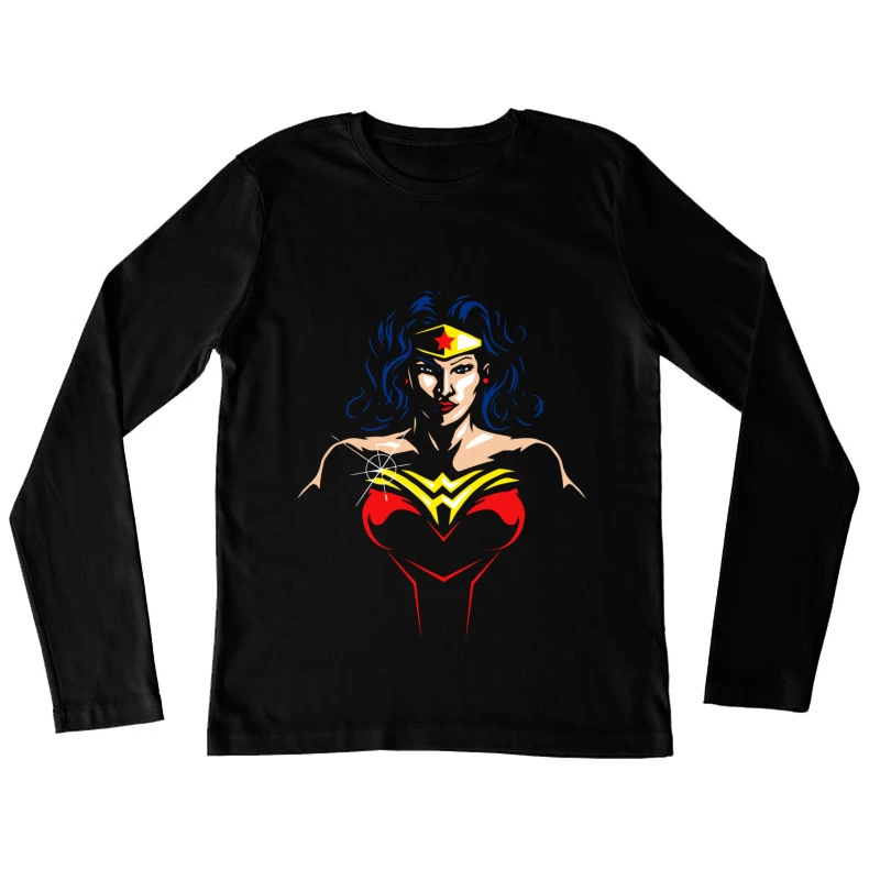 Wonder Woman: Empowering Superhero Illustration Female Long Sleeve T-Shirt