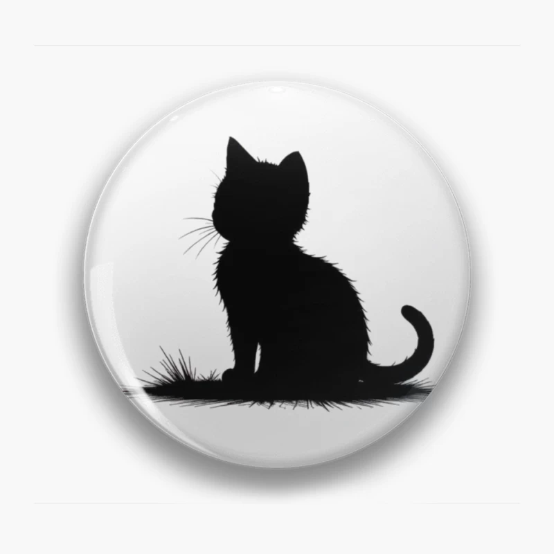 Minimalist Black Cat Silhouette Art Pin