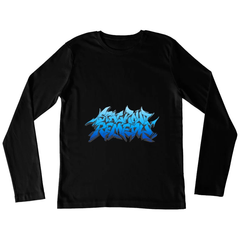 Graffiti-Stil-Design in Blau Damen Langarm T-Shirt