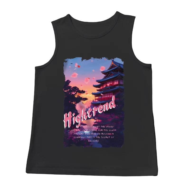 Japanische Abendlandschaft mit motivierendem Zitat Herren Tanktops