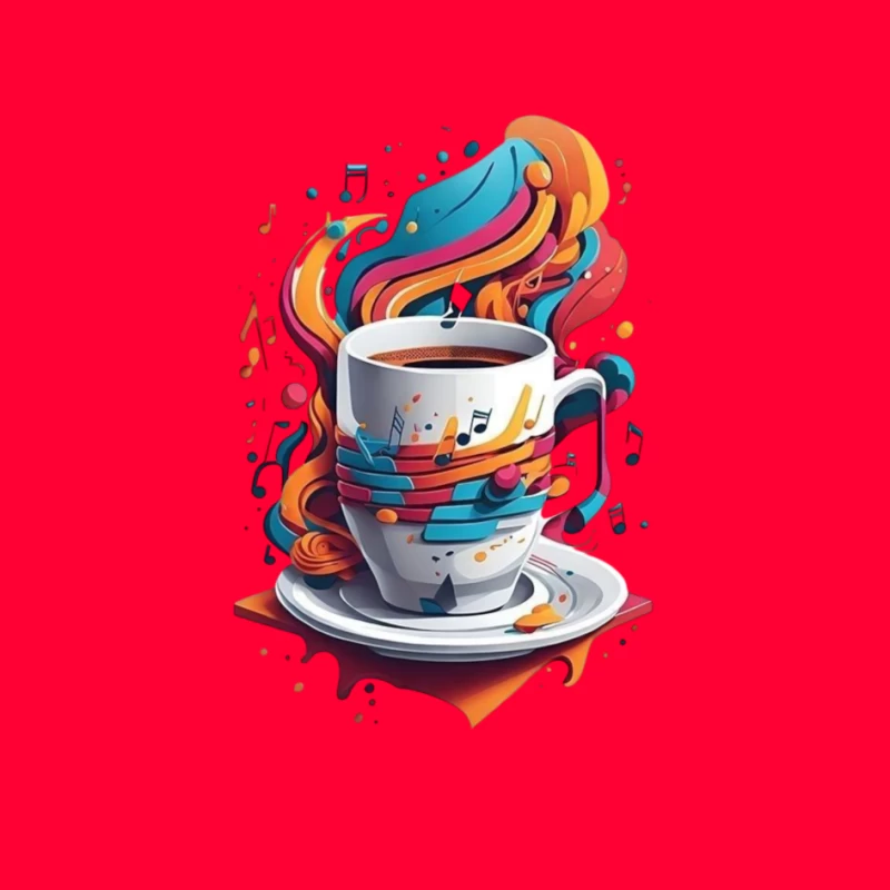 Colorful Coffee Cup with Musical Notes Pin